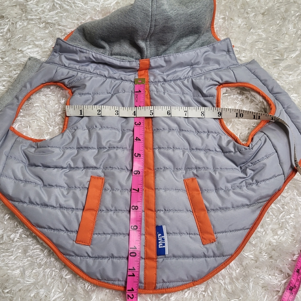 PMP Doggie Reflective Coat with Thick Lining, Gray & Orange, Medium - Picture 5 of 5